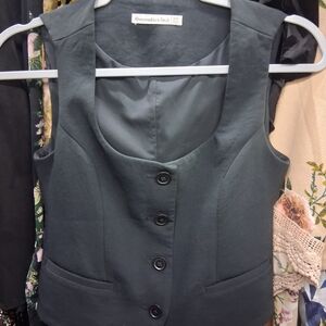 Abercrombie & Fitch Black Tailored Button Vest